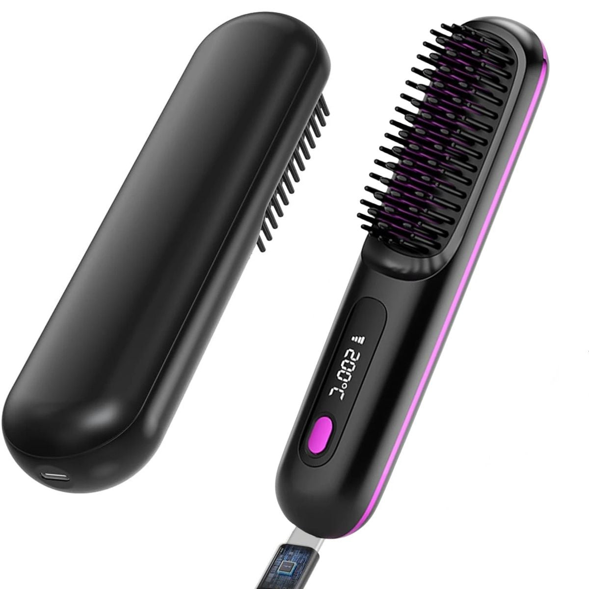 Nexa Grid Cordless Hair Straightener Brush | Portable USB-C Rechargeable Heated Comb with 3200mAh Battery